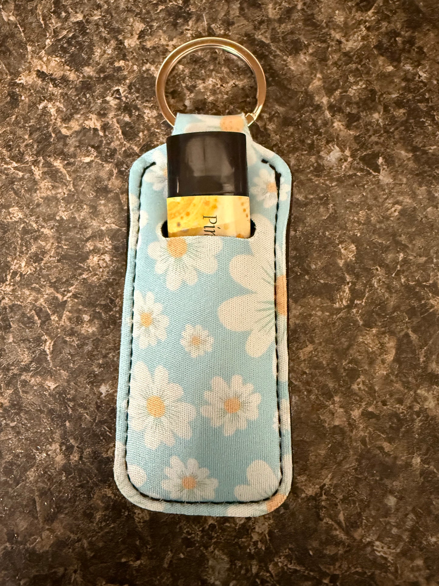 Lip Balm holder: blue daisies