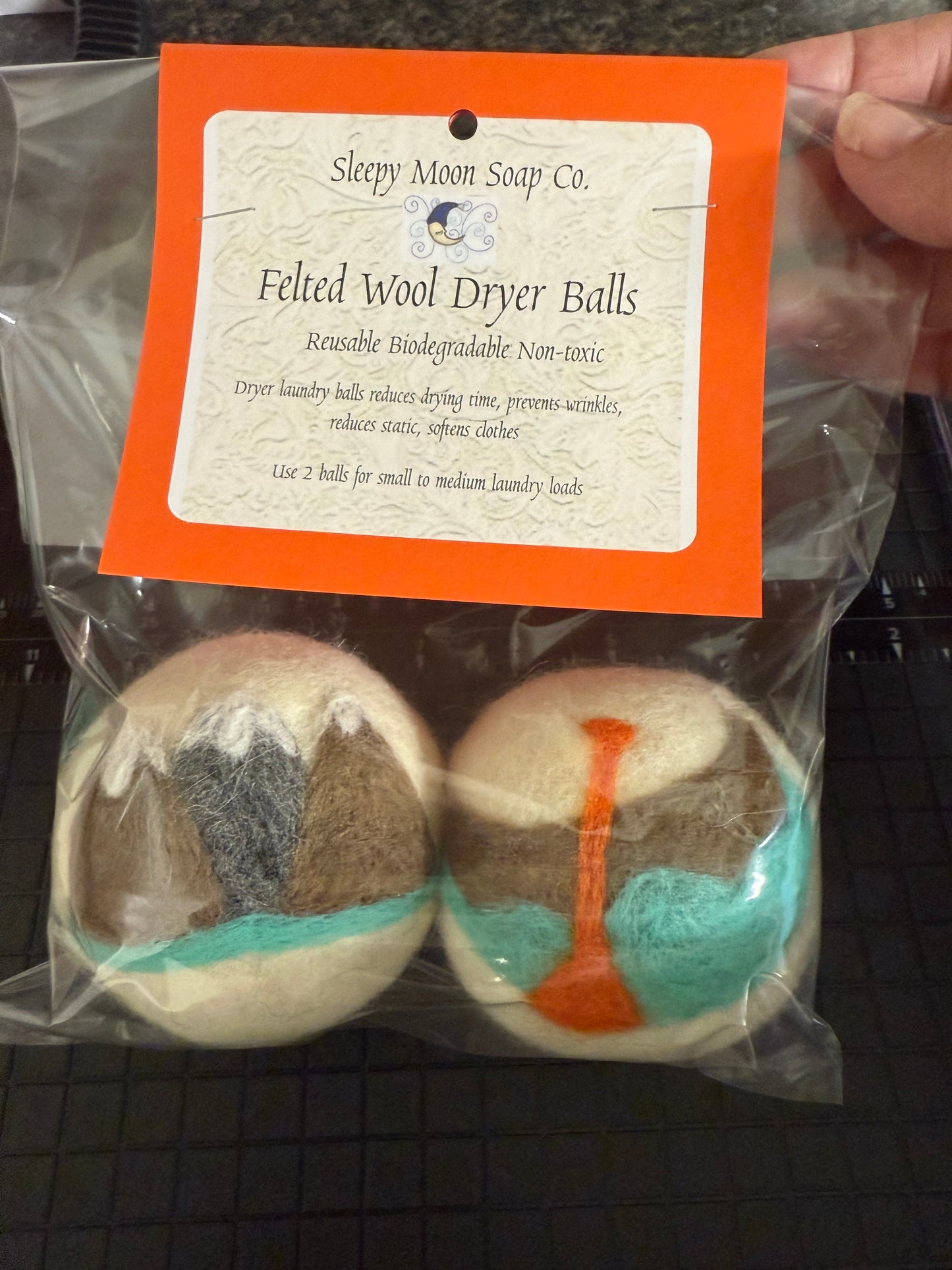 Felted Wool Laundry Dryer Balls: Mountains and Canoes
