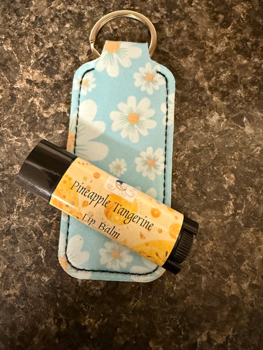 Lip Balm holder: blue daisies