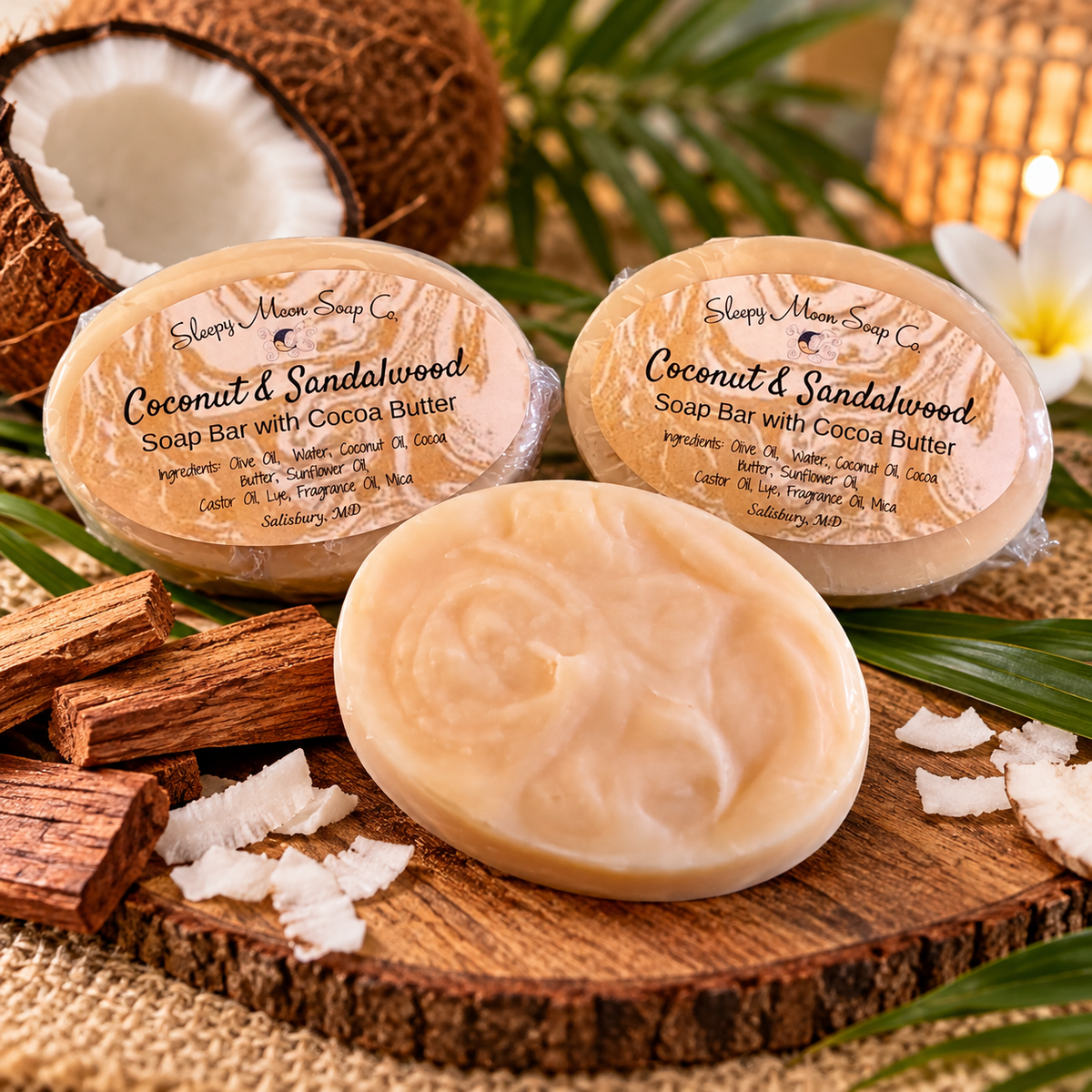 Coconut & Sandalwood Cocoa Butter Soap Bar