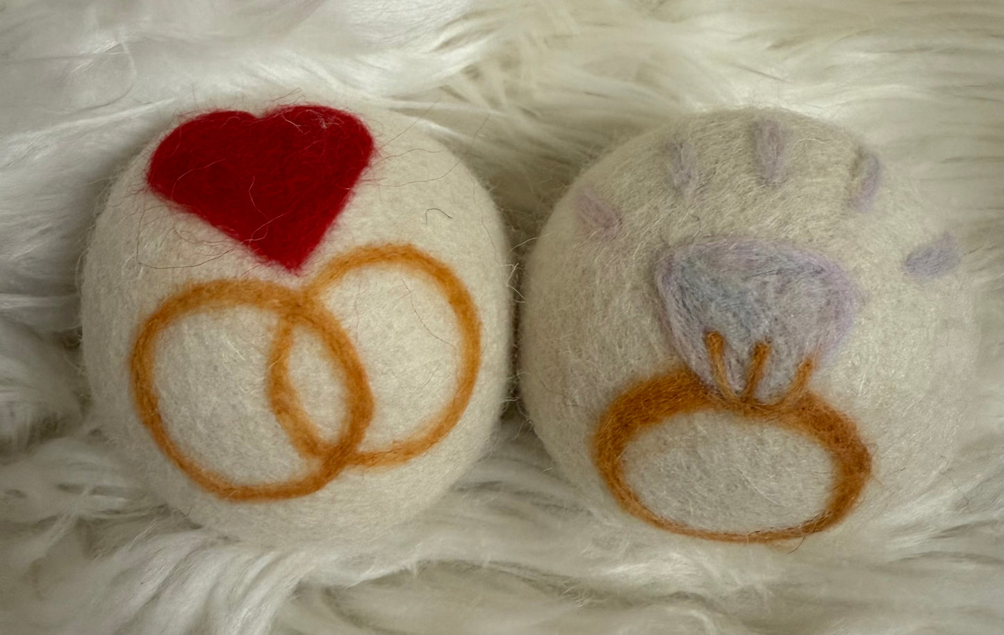 Felted Wool Laundry DRYER balls: Wedding Rings