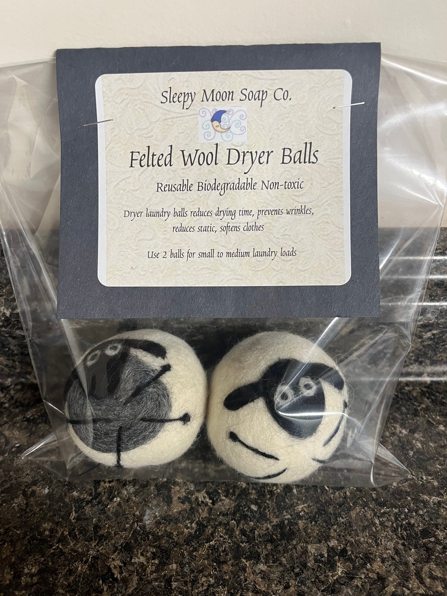 Felted Wool Laundry Dryer Balls: Sheep