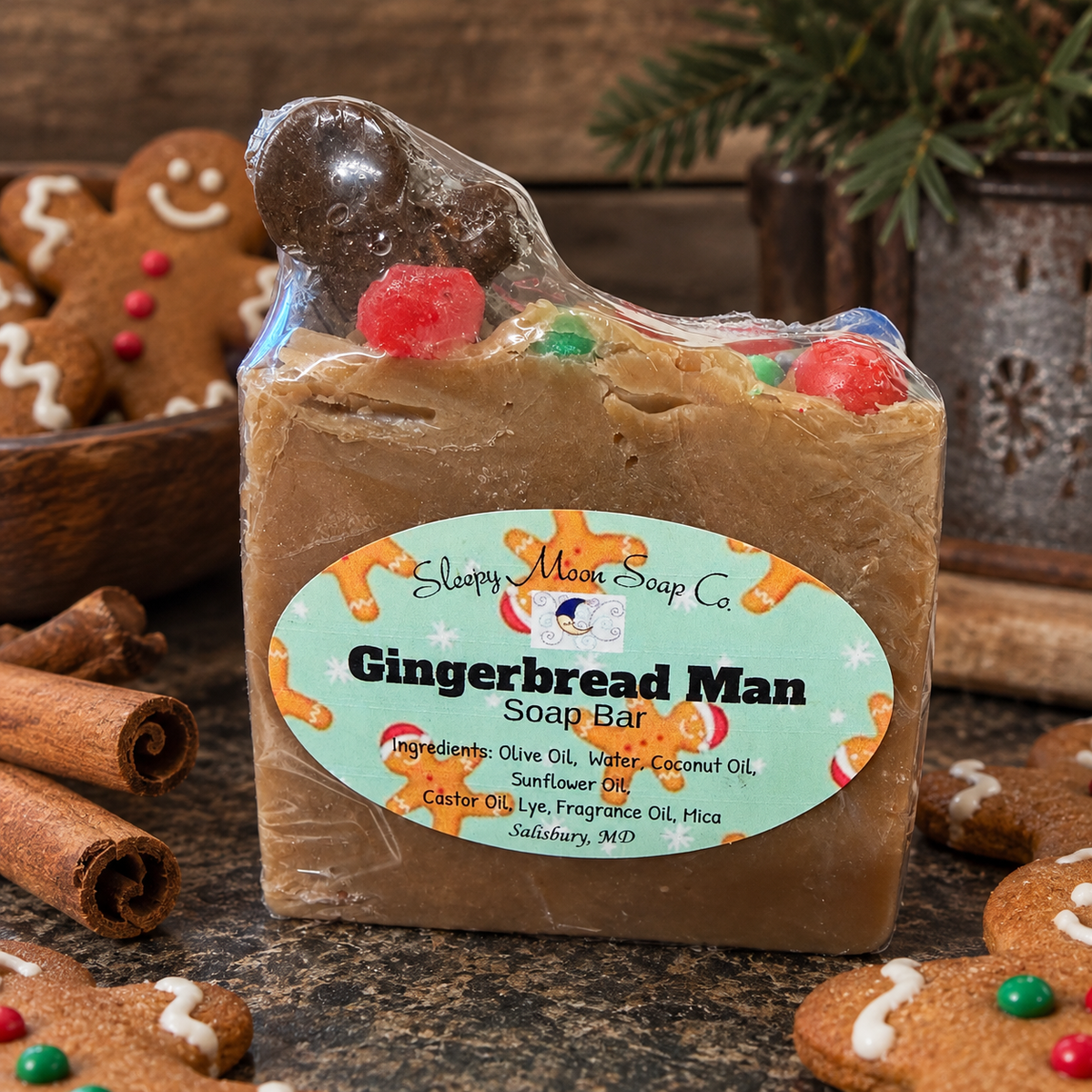 Gingerbread Man vegan soap bar