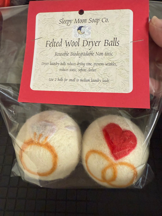 Felted Wool Laundry DRYER balls: Wedding Rings