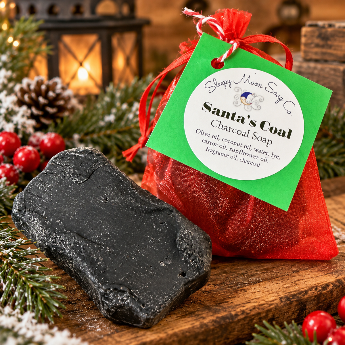 Santa’s Coal began charcoal soap bar