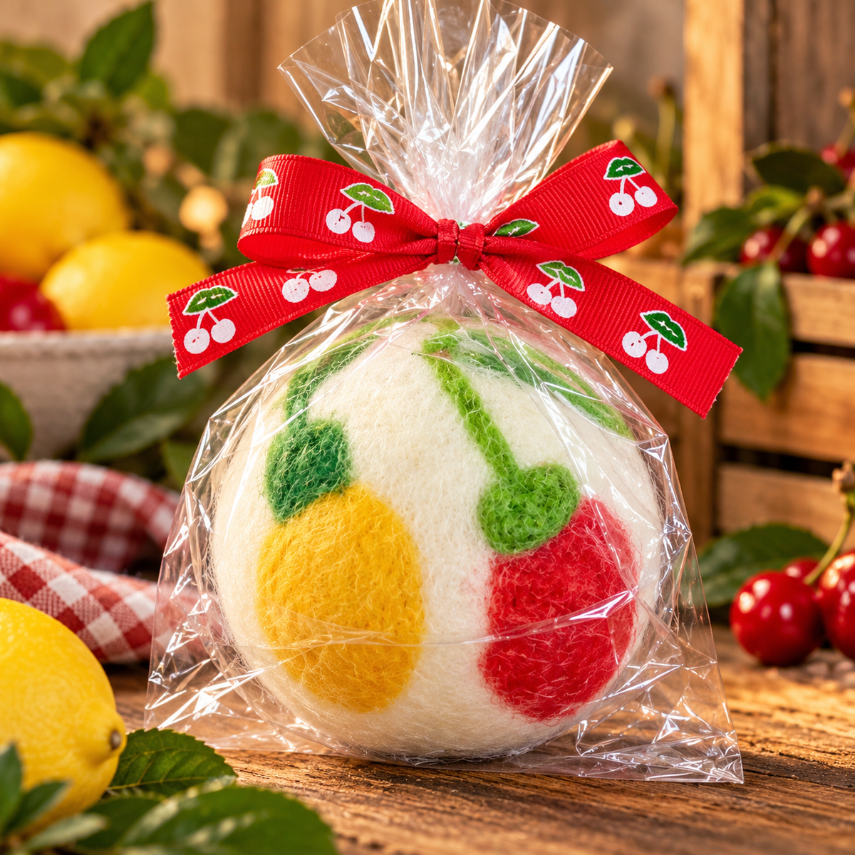 Hand Needle Felted Dryer Balla: Christmas Lights