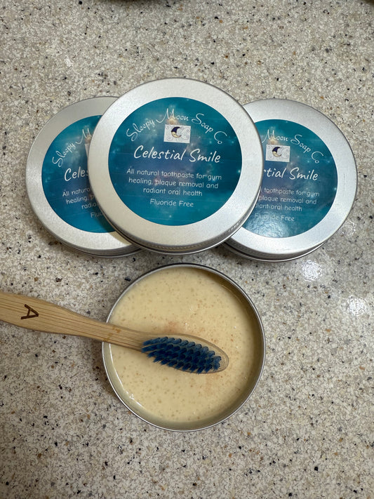 Celestial Smile: Remineralizing toothpaste for gum health and plaque removal and whitening