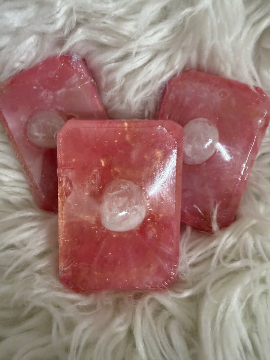 Rose Quartz and Rose Soap Bar