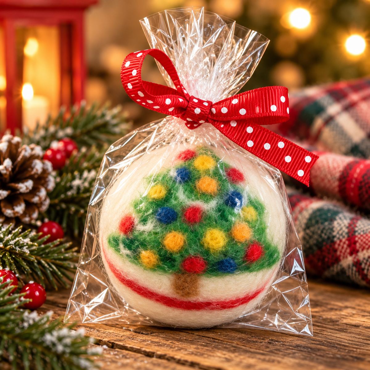 Hand Needle Felted Dryer Balls: Christmas Tree