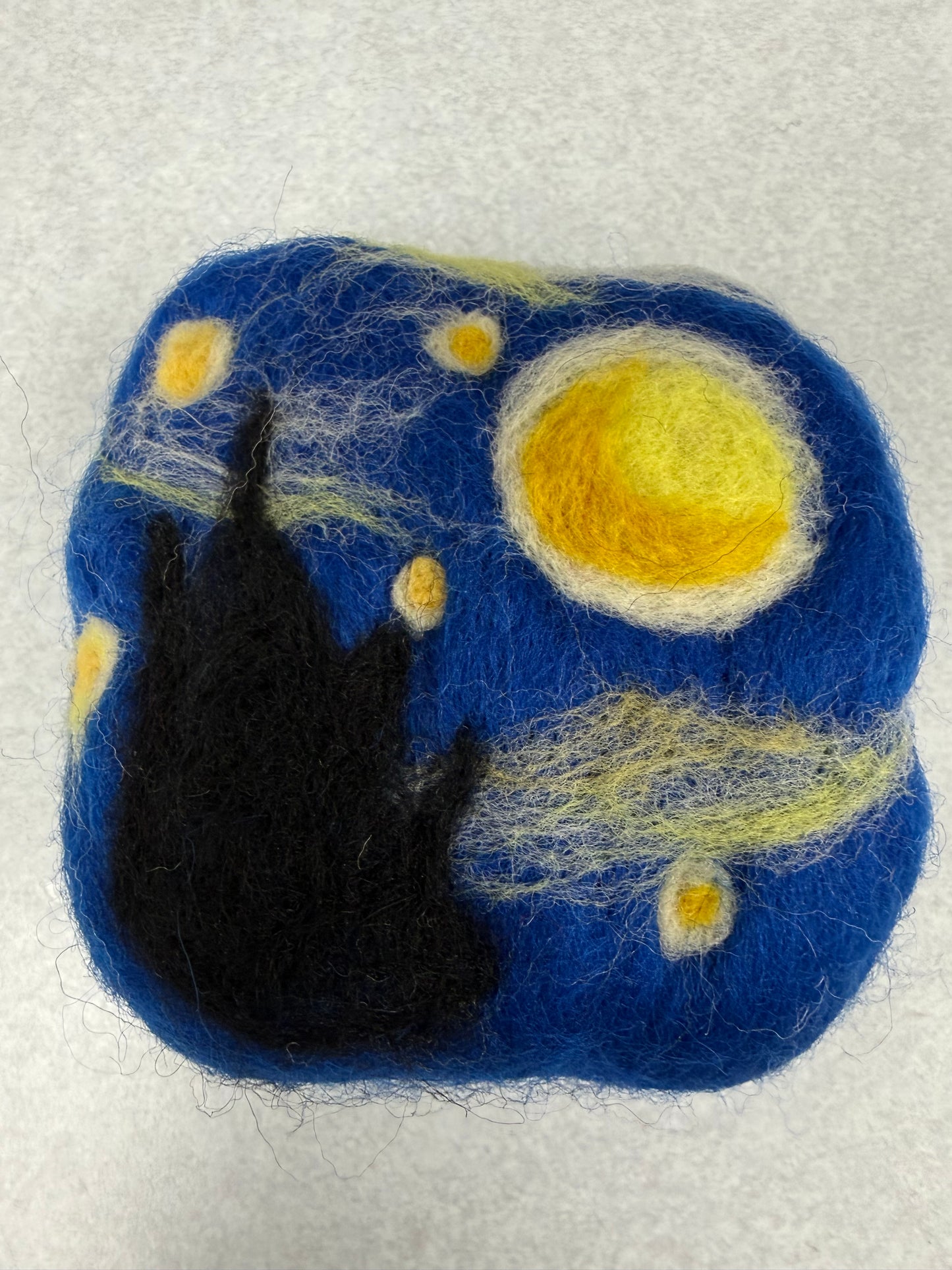 Starry Night felted wool soap bar