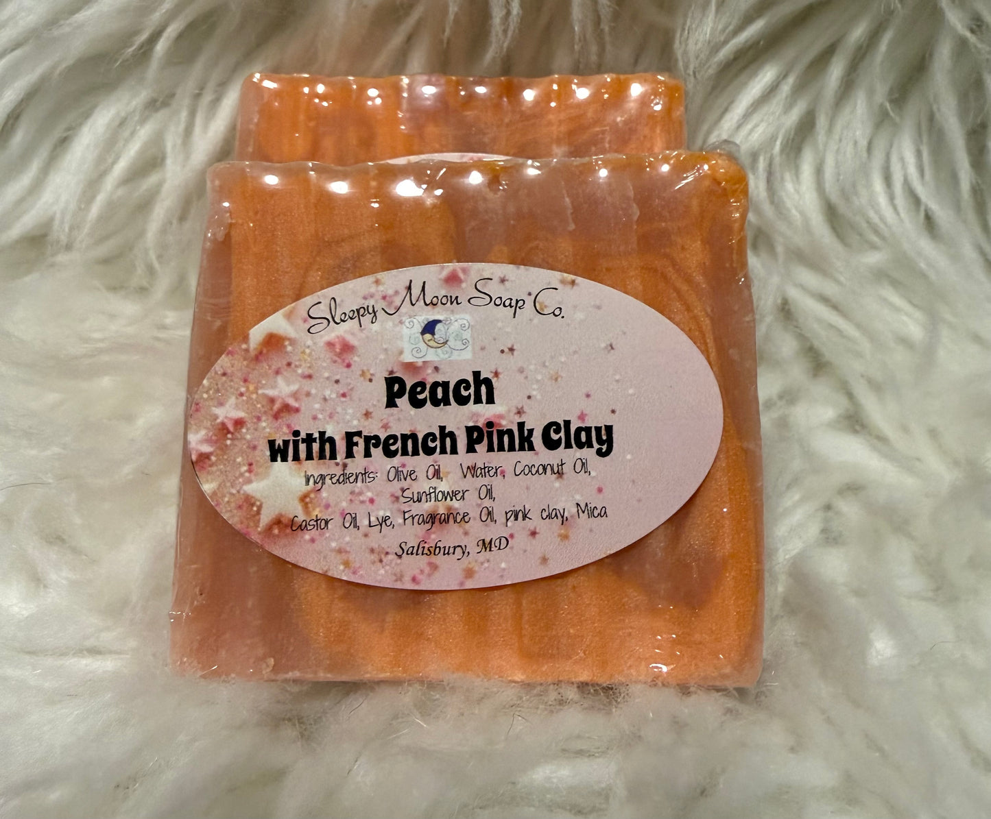 Peach soap bar with French pink clay
