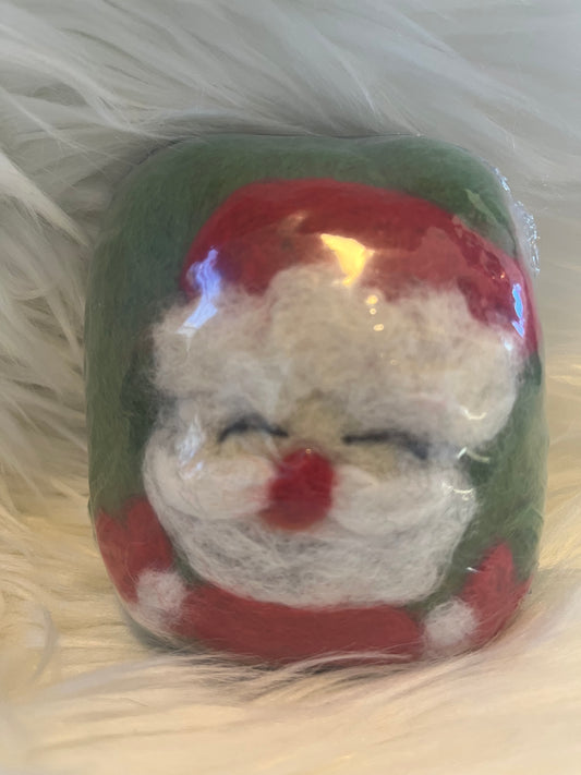 Santa felted wool soap bar