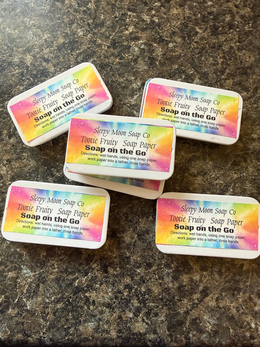 Soap on the Go: Tootie Fruity soap paper