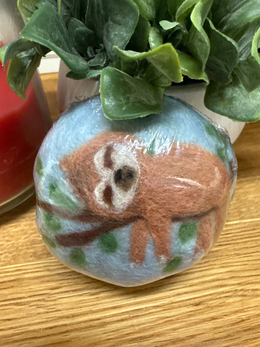 Felted Wool Soap Bar: Sleepy Sloth
