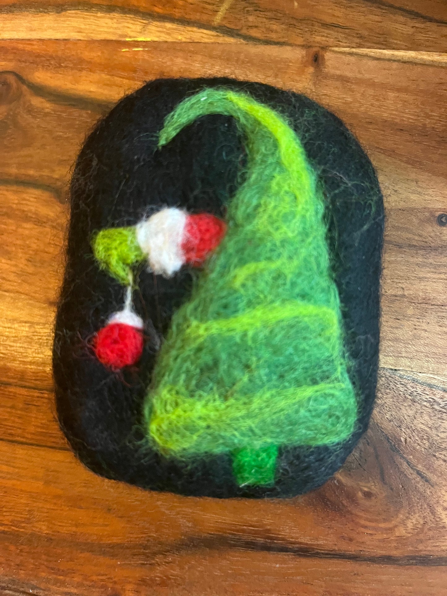 Grinch Stole Christmas felted wool soap bar