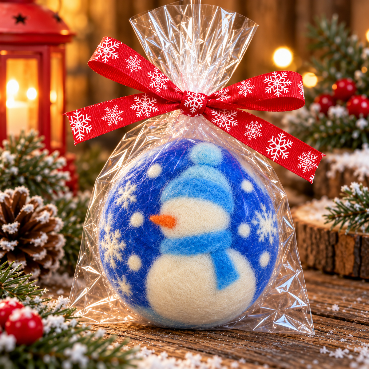 Hand Needle Felted Dryer Balls: Snowman