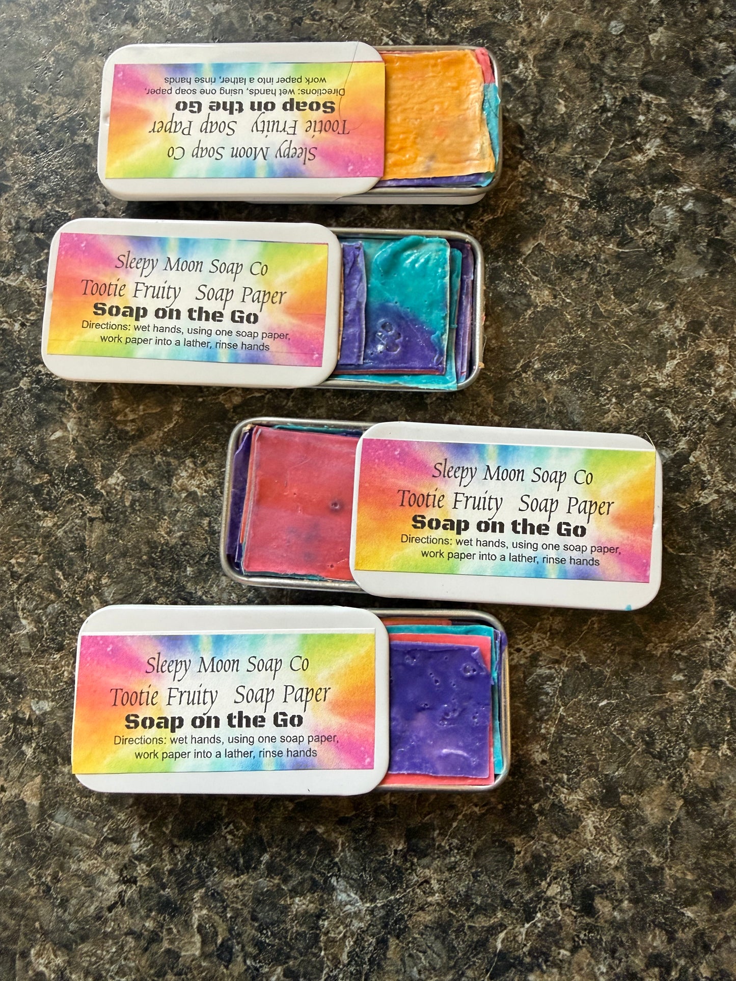 Soap on the Go: Tootie Fruity soap paper