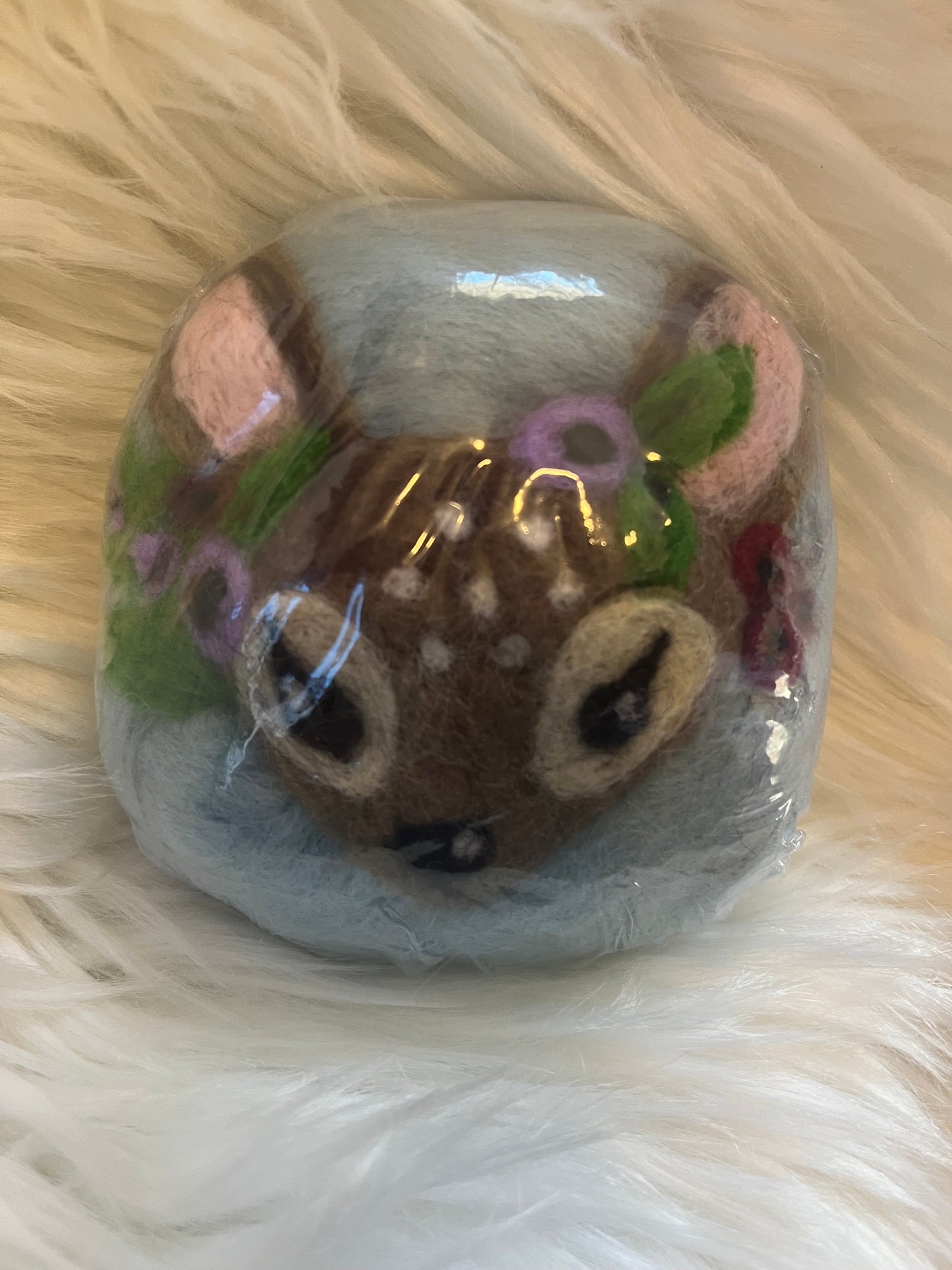 Deer felted wool soap bar